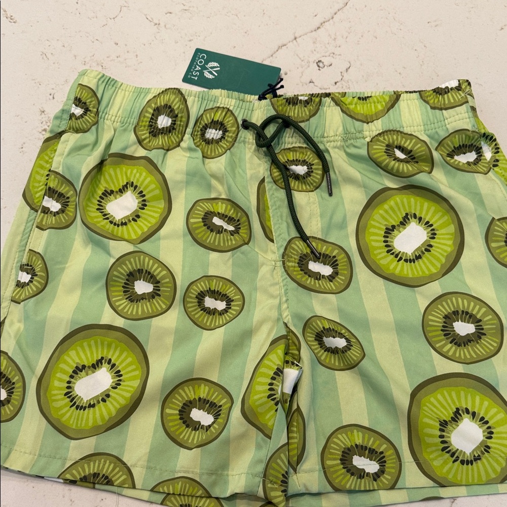 The 5" Kiwi Print Swim Trunks Large by Coast Clothing Co, Designed in Australia